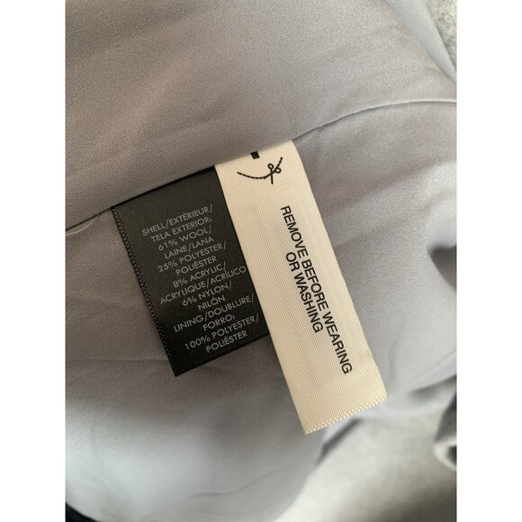 NWT Ann Taylor Womens XS Overcoat Grey Wool Blend Lined Polyester Belt Shawl - Picture 9 of 9